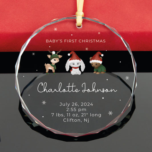 Personalized Baby Stats Christmas Ornament