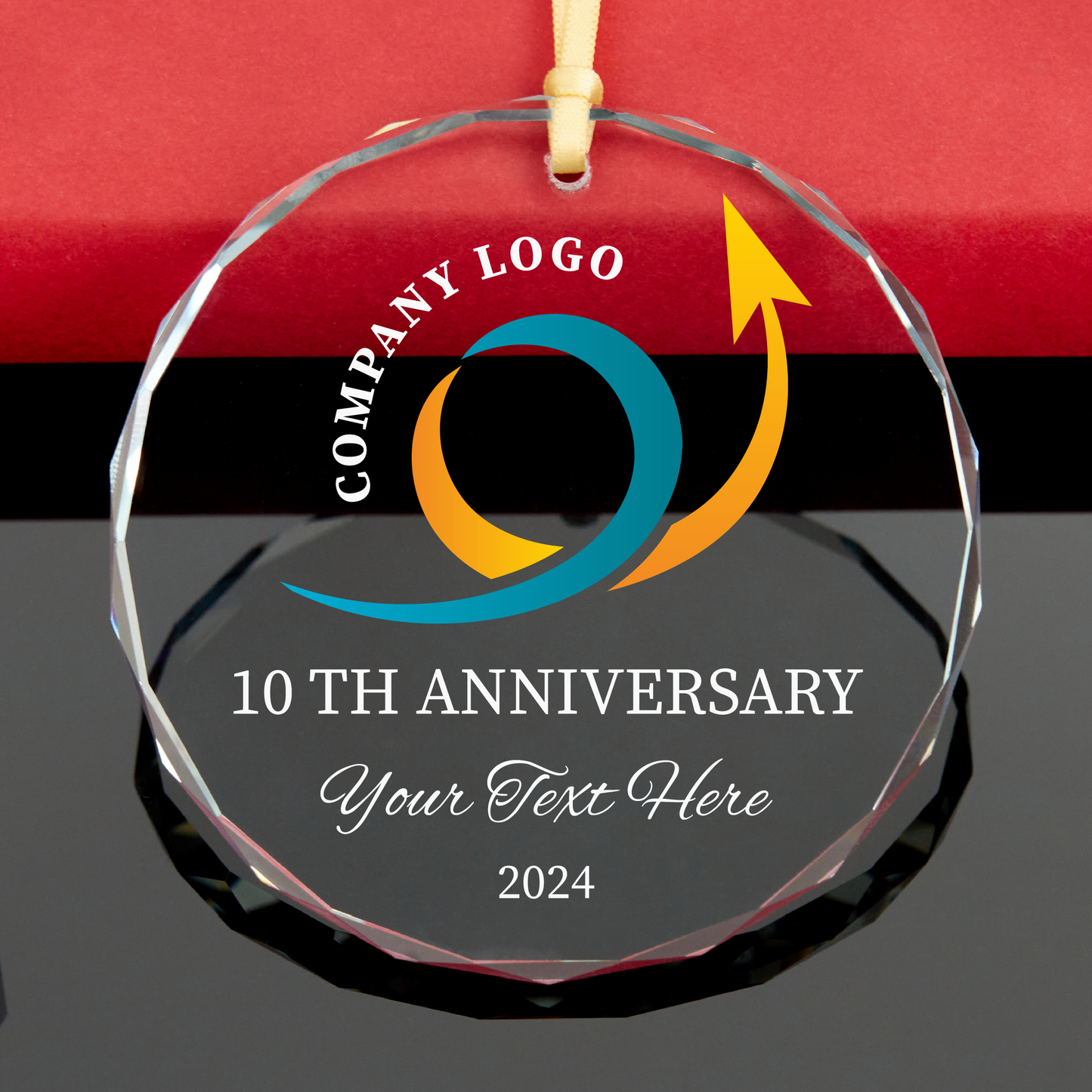 Company Logo GLASS Christmas Ornament, Bulk Christmas Ornaments