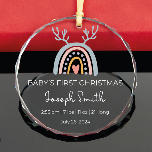 Personalized Baby's First Christmas GLASS Ornament