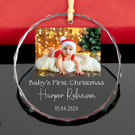 Personalized Baby's 1st Christmas GLASS Ornament