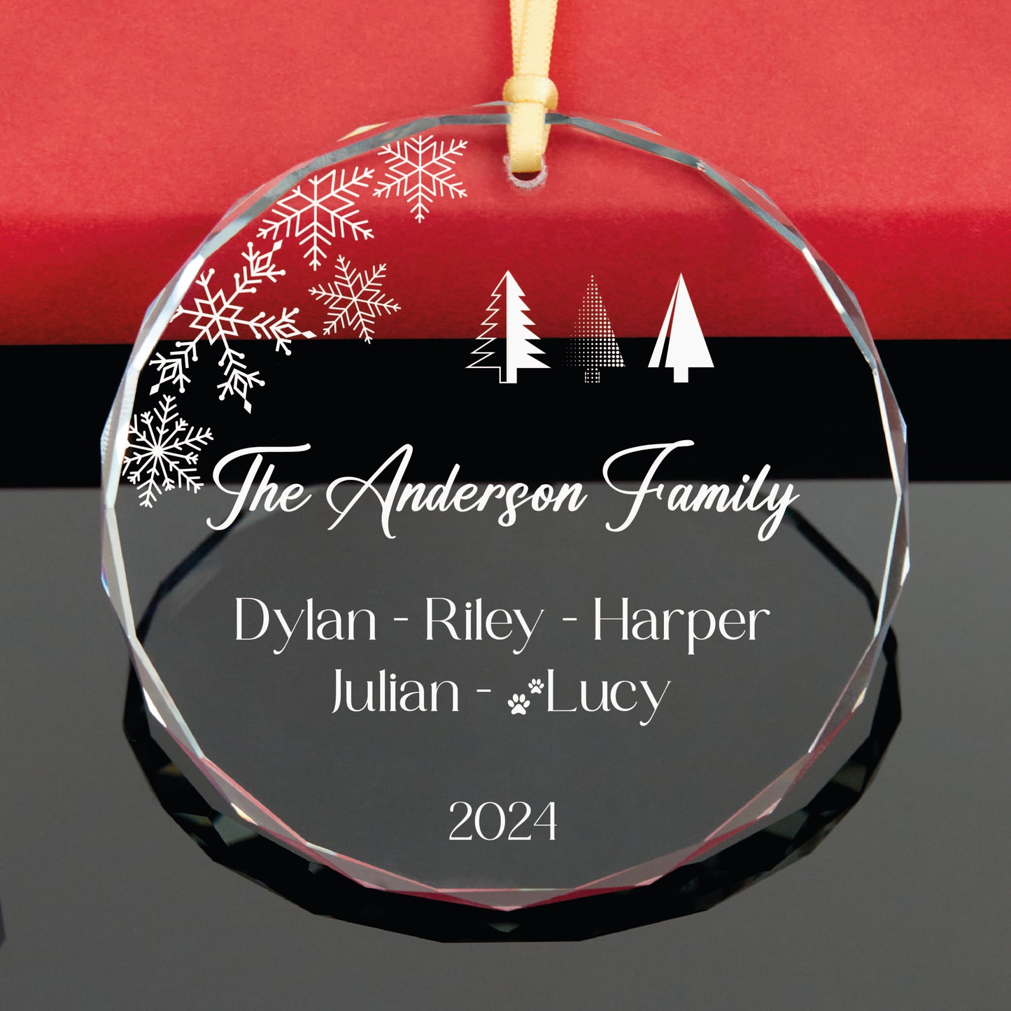 Personalized 2024 Family Christmas Ornament with Pet Names • Custom Christmas Tree Ornament