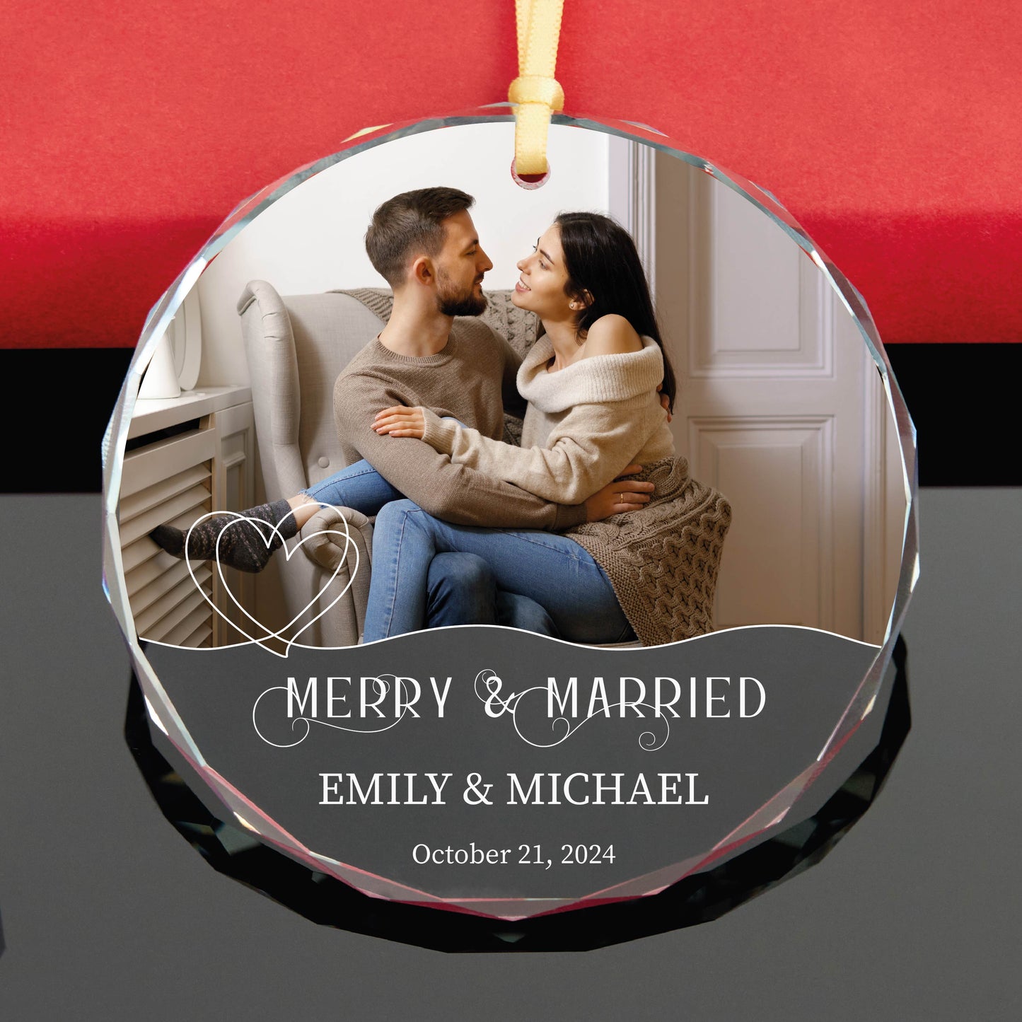 Personalized Merry and Married Christmas Ornament
