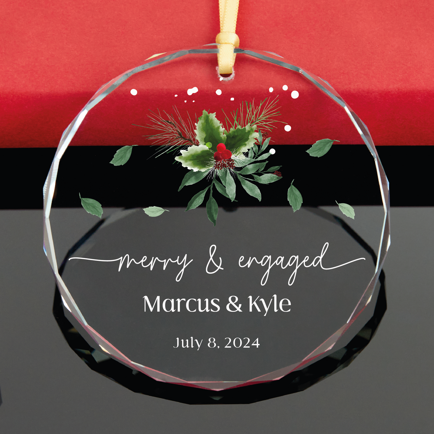 Personalized First Christmas Engaged Ornament