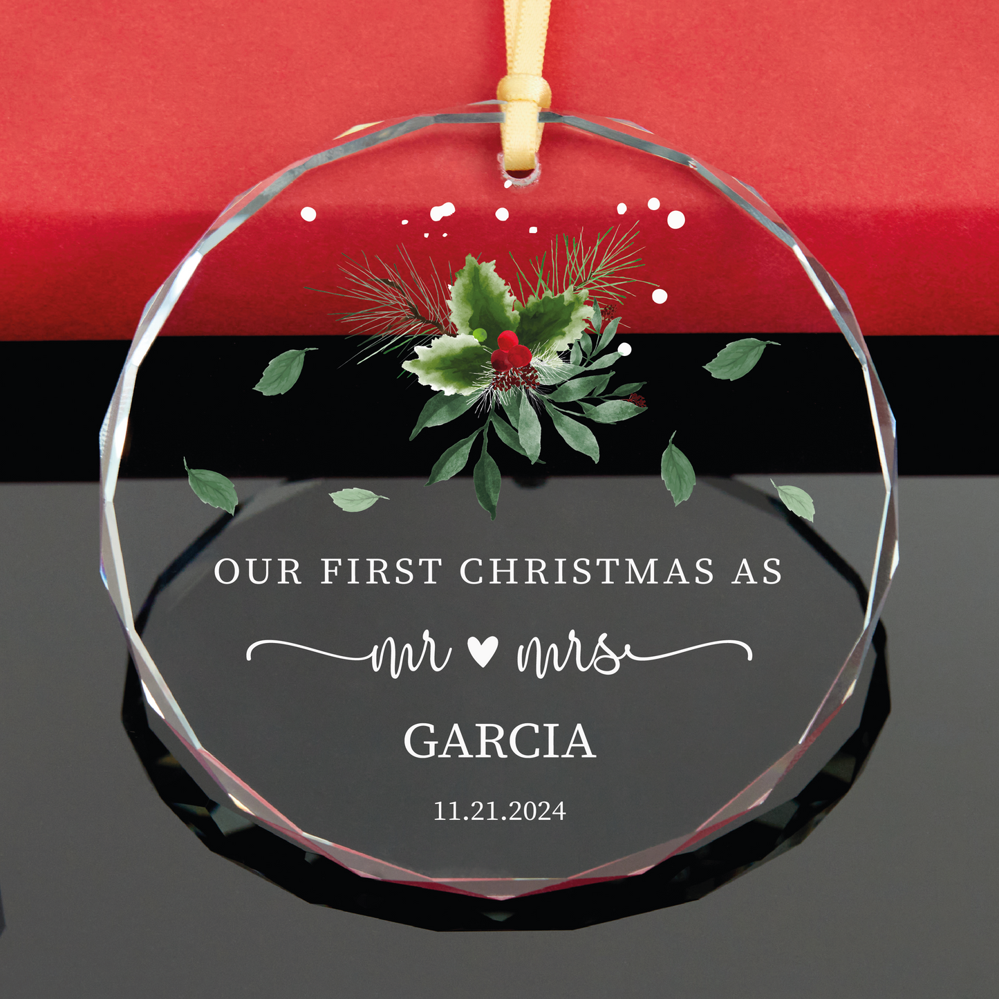 Personalized Mr and Mrs Married Christmas Ornament