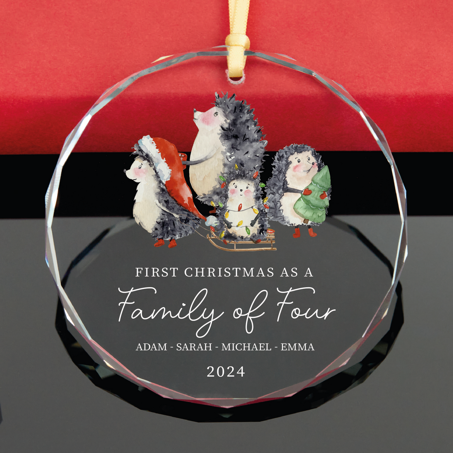 Personalized Family of Four Christmas Ornament