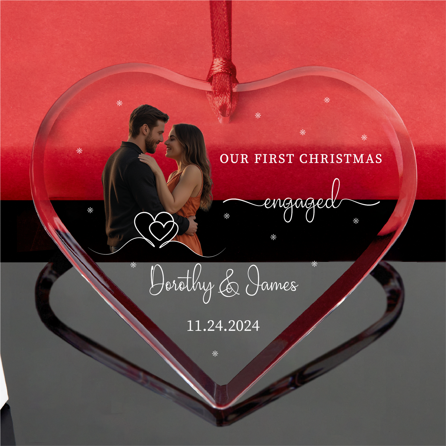 Personalized First Christmas Engaged Photo Ornament