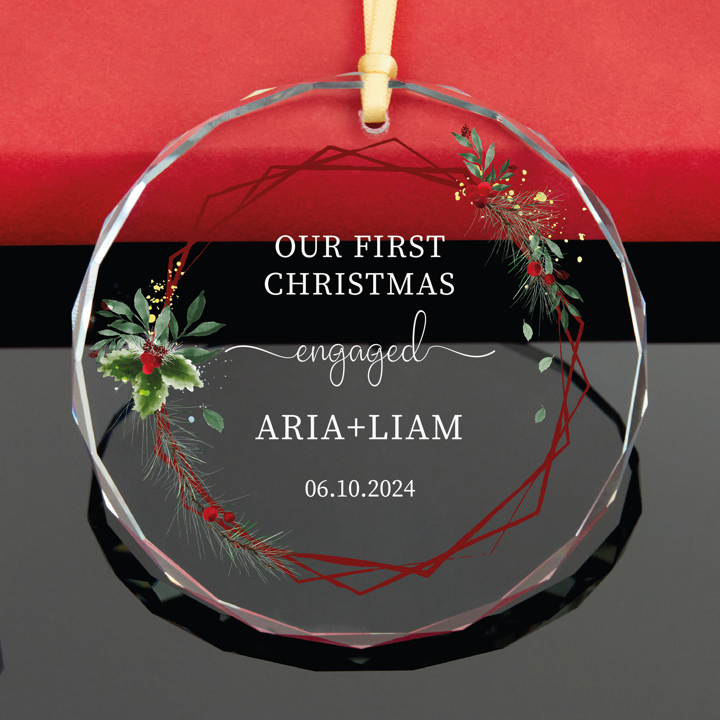 Personalized First Christmas Engaged Ornament