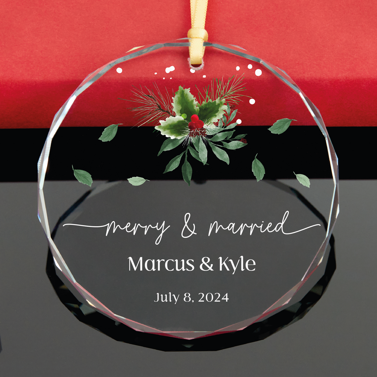 Personalized Merry and Married Christmas Ornament