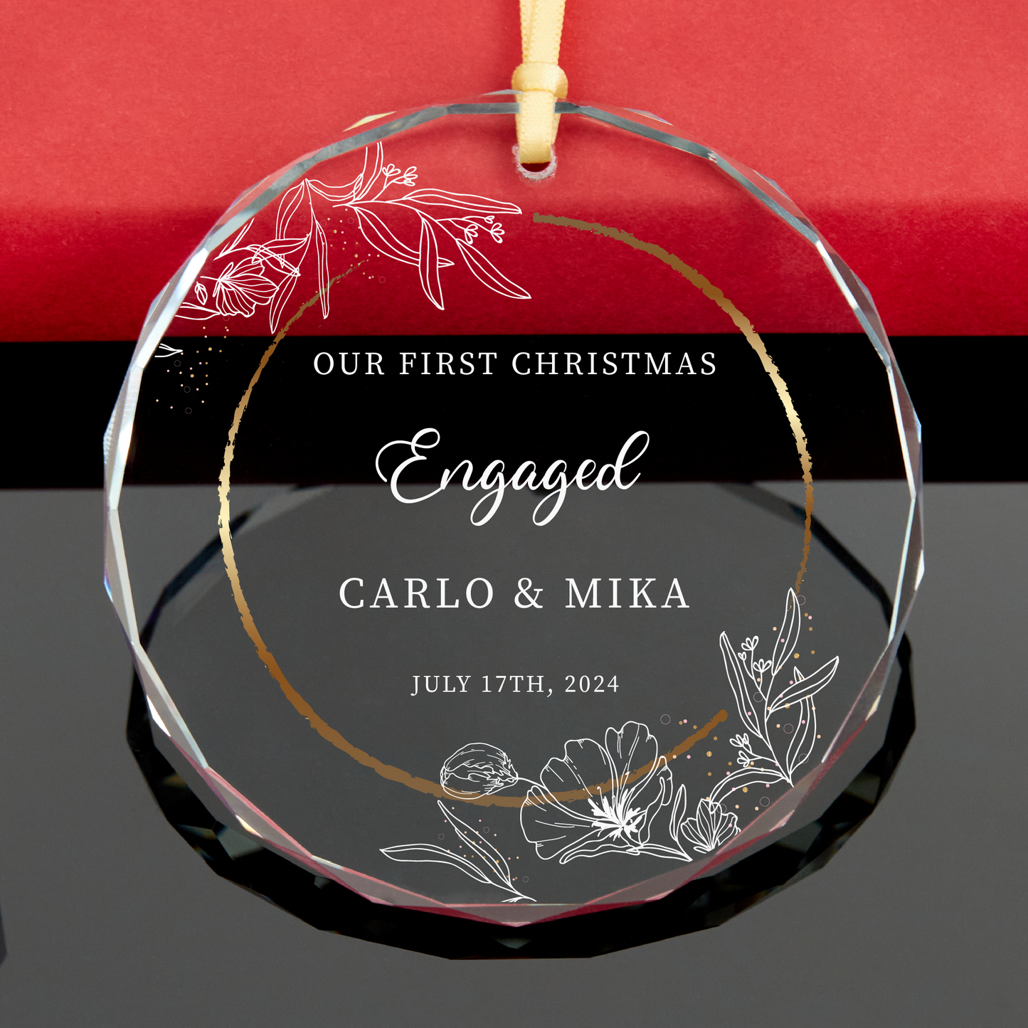 Personalized First Christmas Engaged Ornament