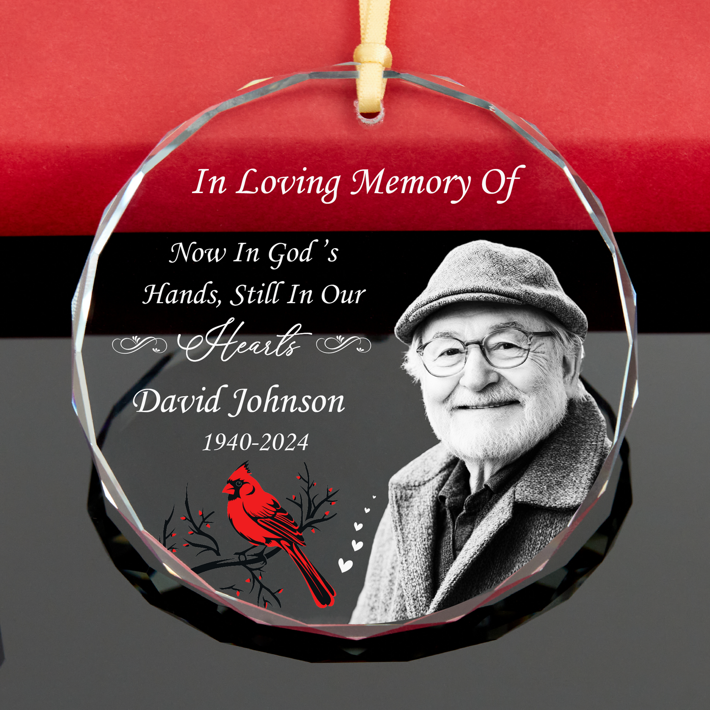 Personalized Memorial Portrait Glass Ornament