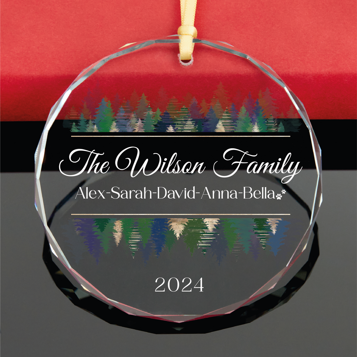 Custom Family Christmas Ornament with Pet Names • 2024 Forest Family Ornament