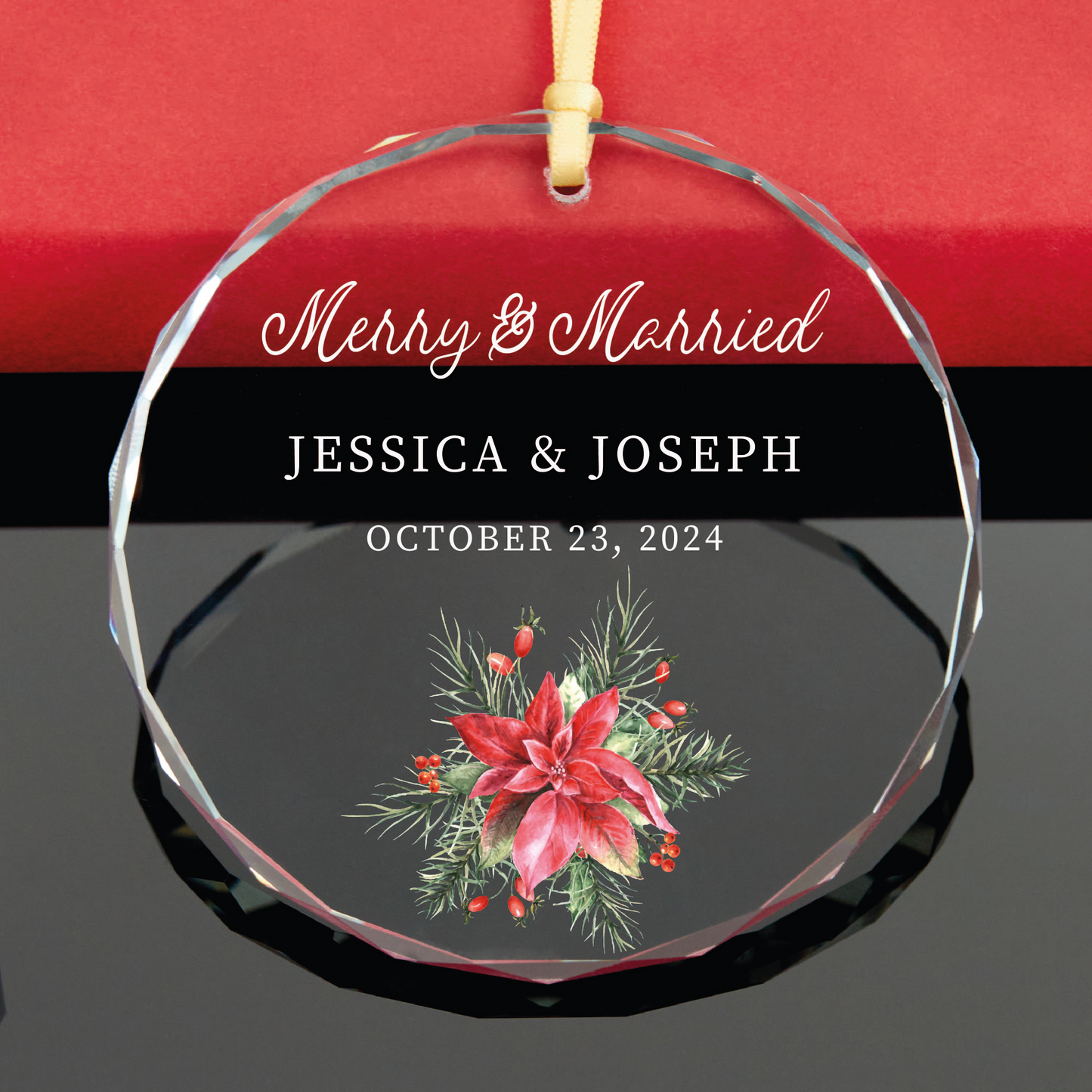 Personalized Merry and Married Christmas Ornament
