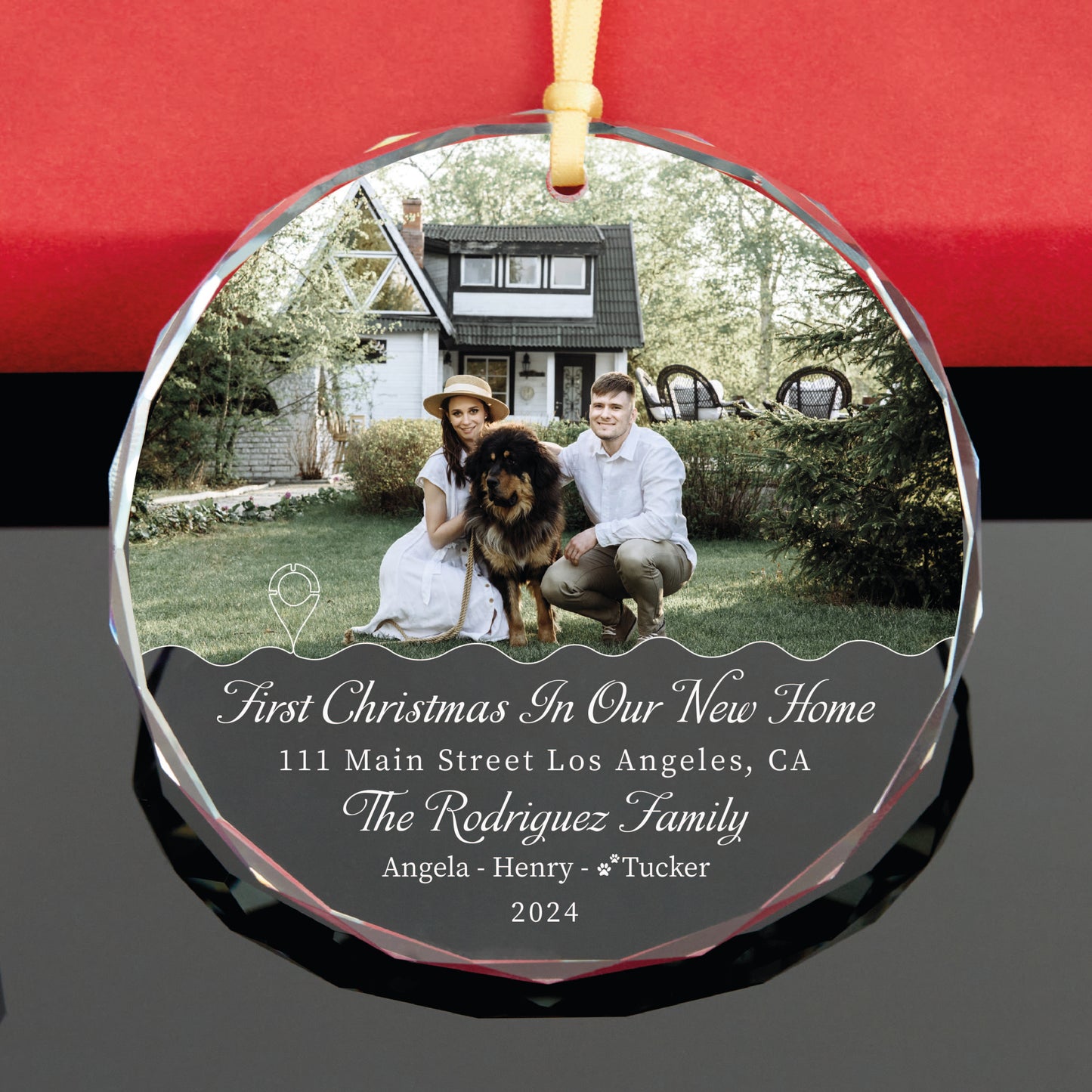 Personalized New Home Christmas Glass Ornament