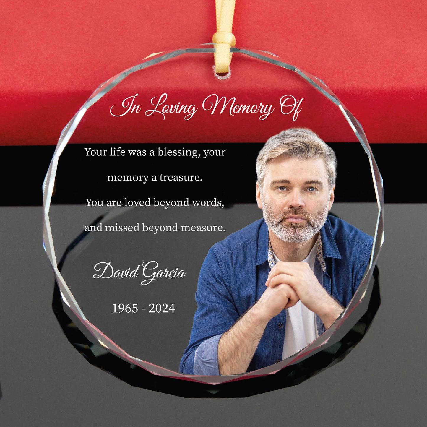Personalized Memorial Portrait Glass Ornament