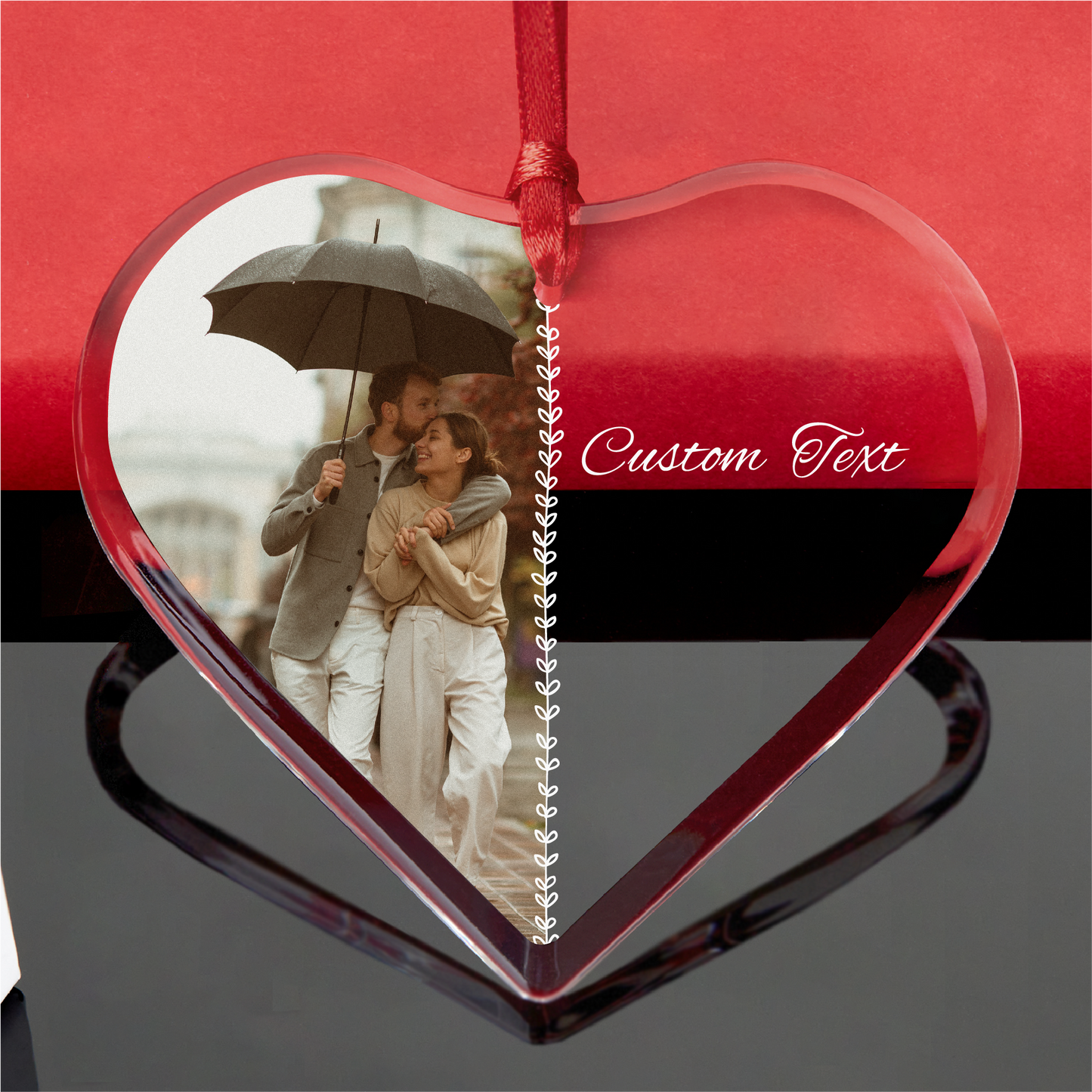 Personalized Text Photo Heart Ornament