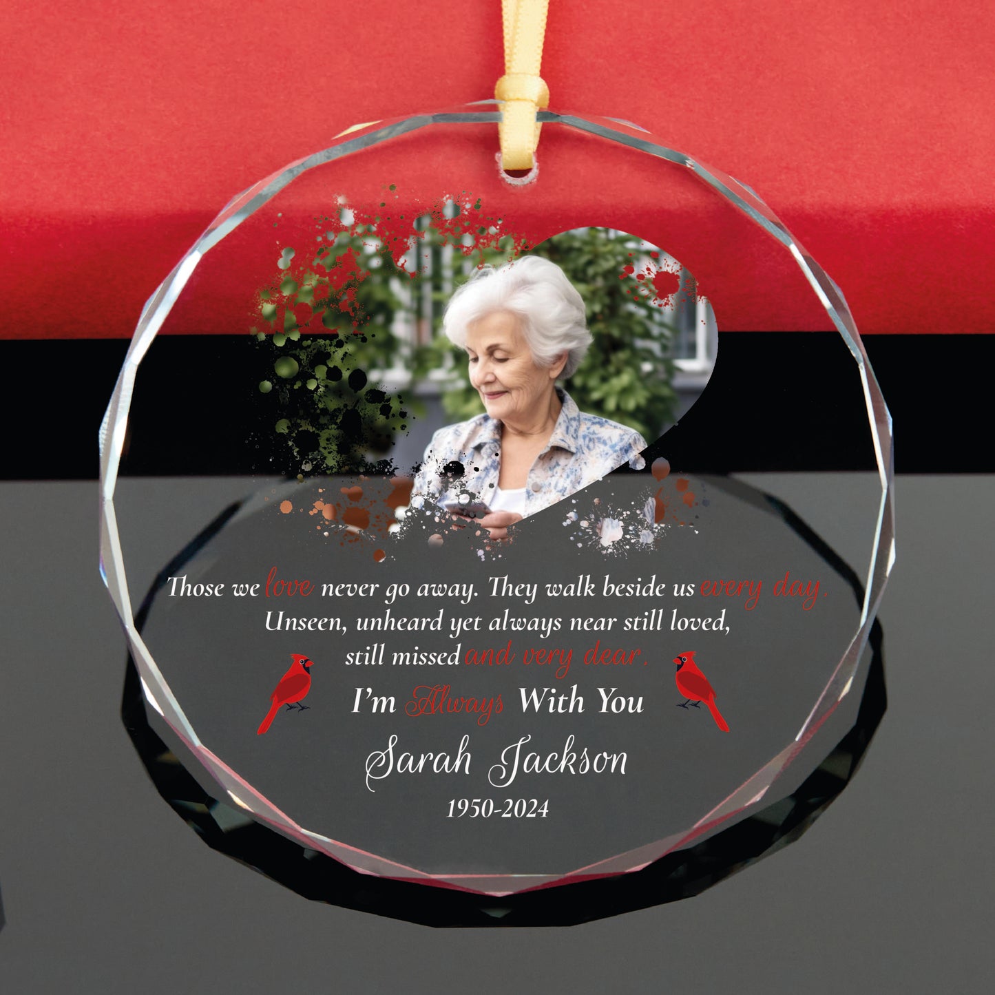 Personalized Cardinal Memorial Photo Christmas Ornament