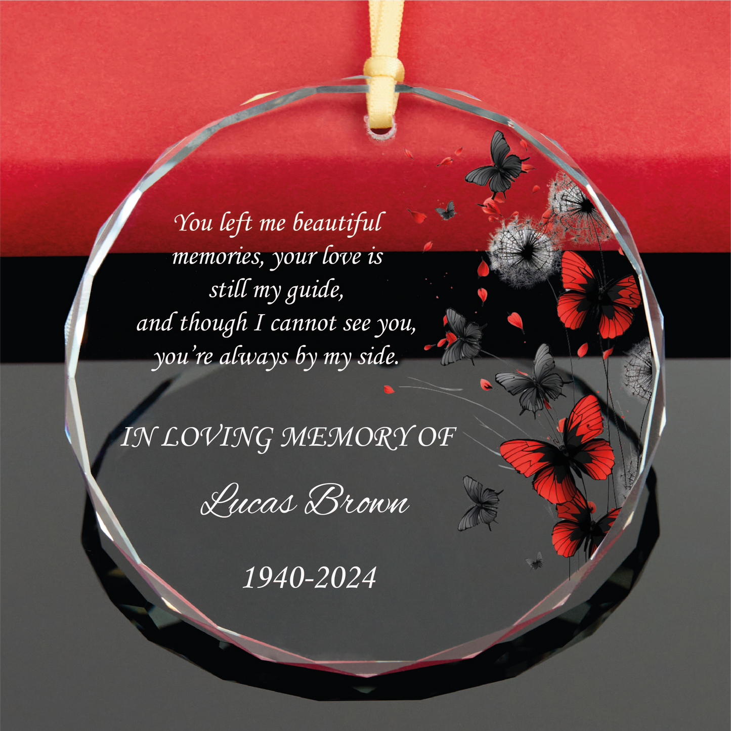 Personalized Memorial Glass Christmas Ornament