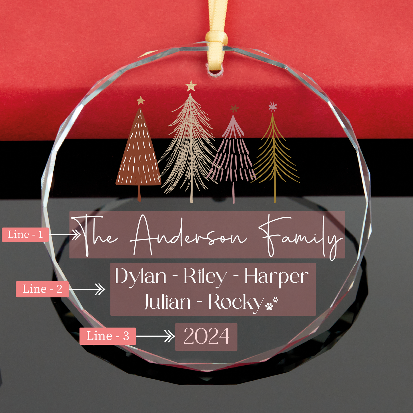 Personalized Family Christmas Ornament with Pet Name