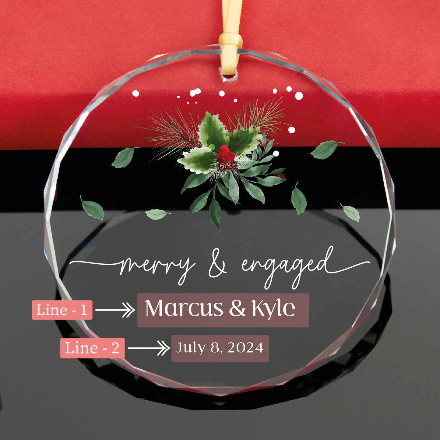 Personalized First Christmas Engaged Ornament