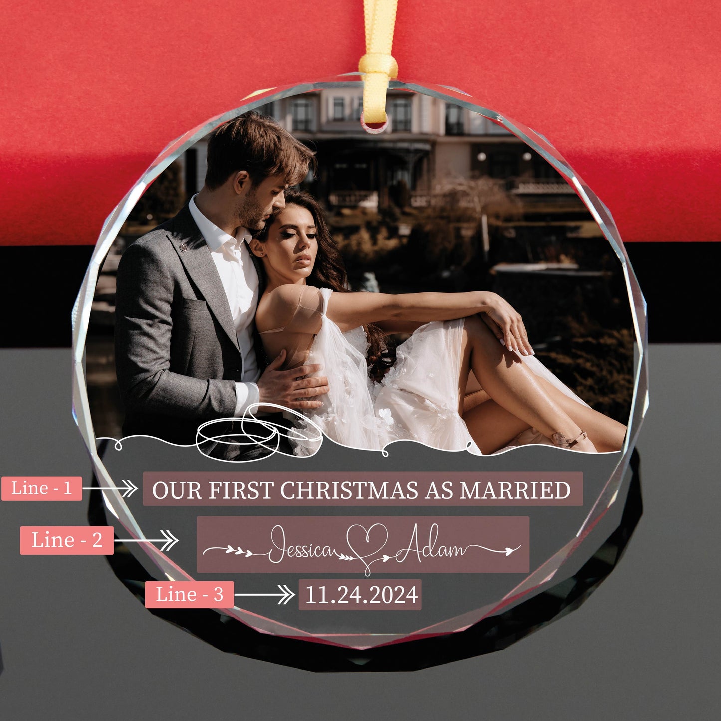 Personalized First Christmas Married Photo Christmas Ornament