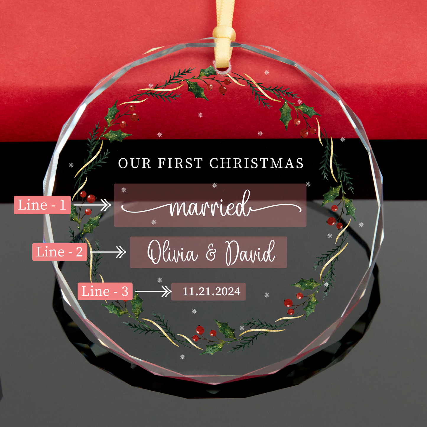 Personalized Married Christmas Ornament