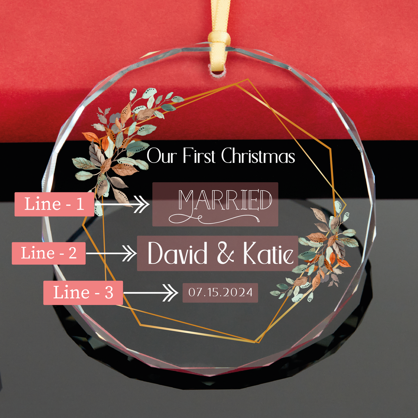 Personalized Our First Christmas Married Ornament