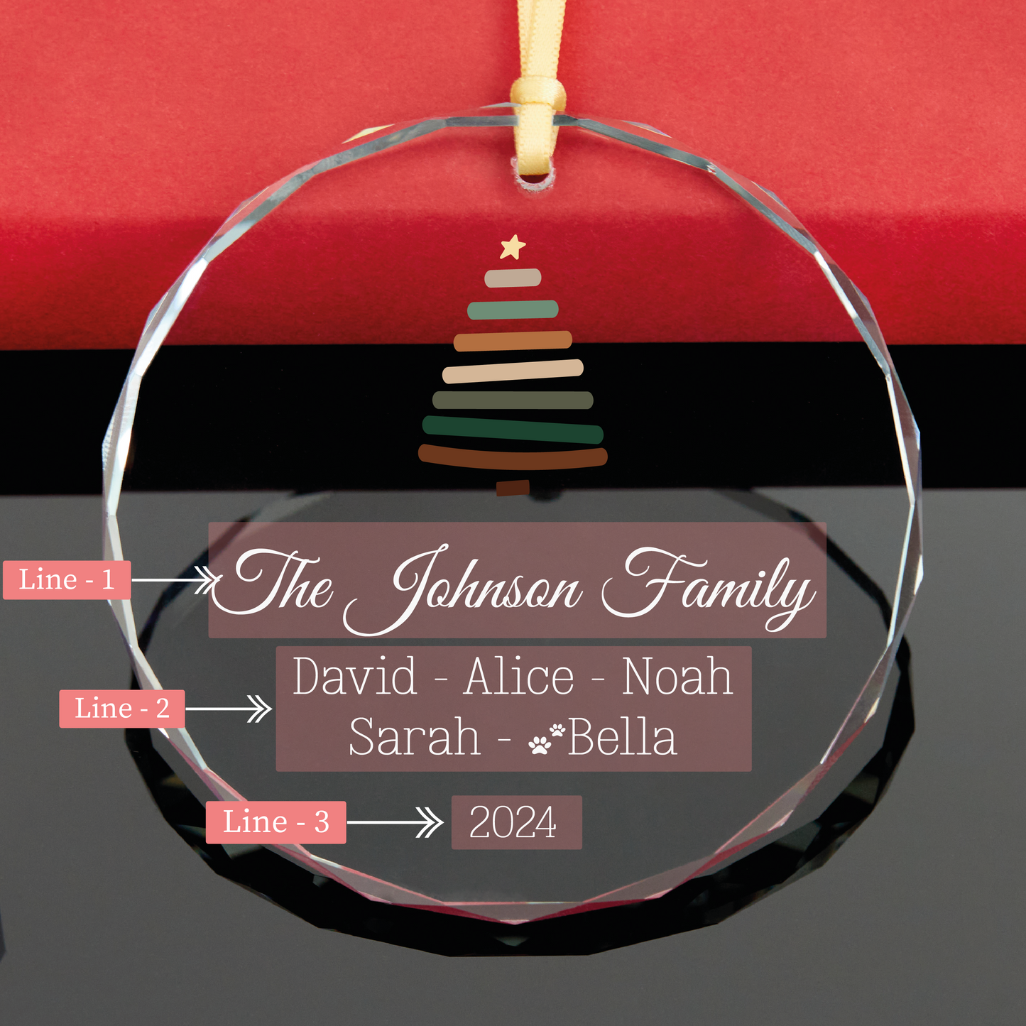 Personalized Family Christmas Ornament with Pet Names • Family Name Ornament Keepsake