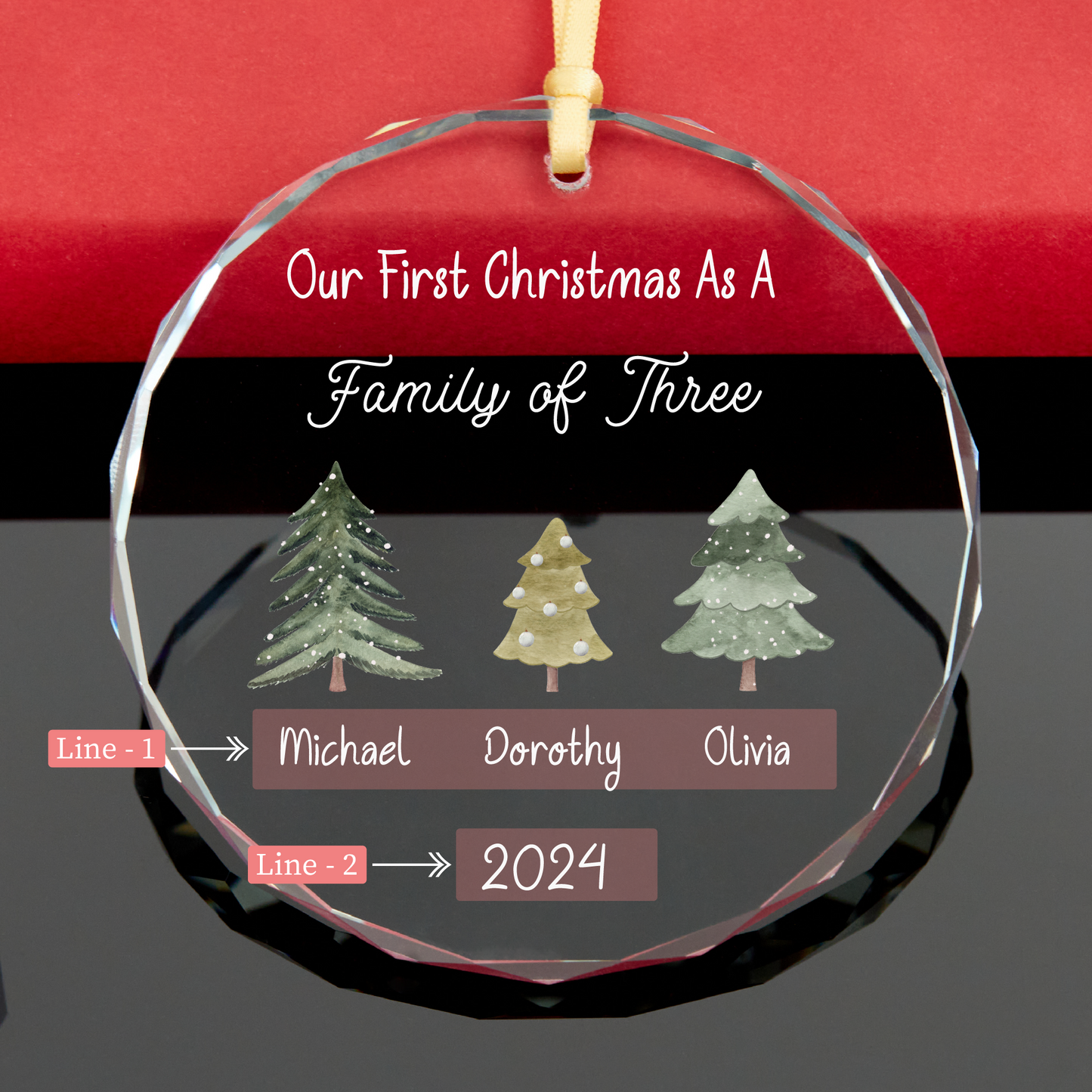 Personalized Family of Three Christmas Ornament