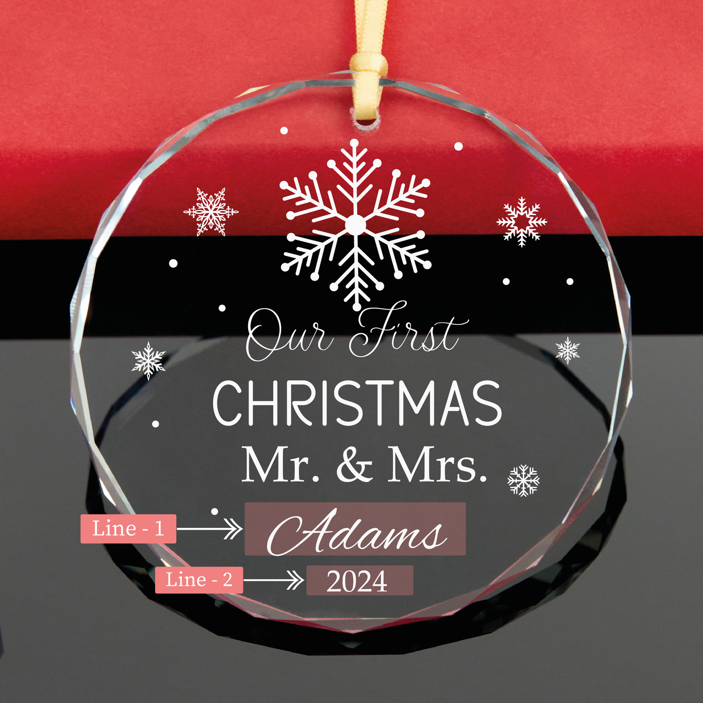 Snowflake First Christmas Married Ornament