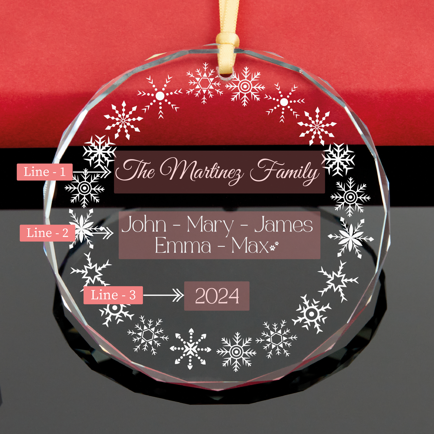 Personalized Family Christmas Ornament with Pet Name • Family Members Names Gift
