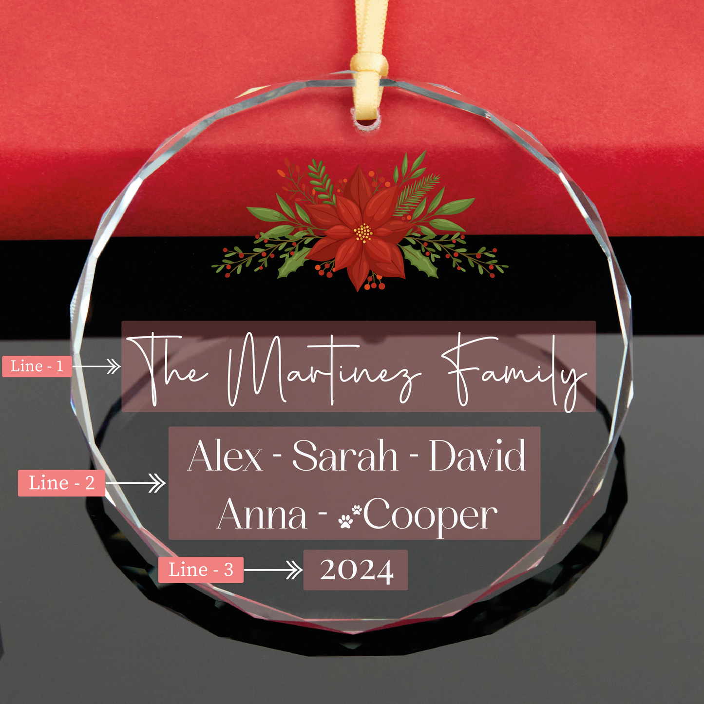 Personalized 2024 Family Christmas Glass Ornament