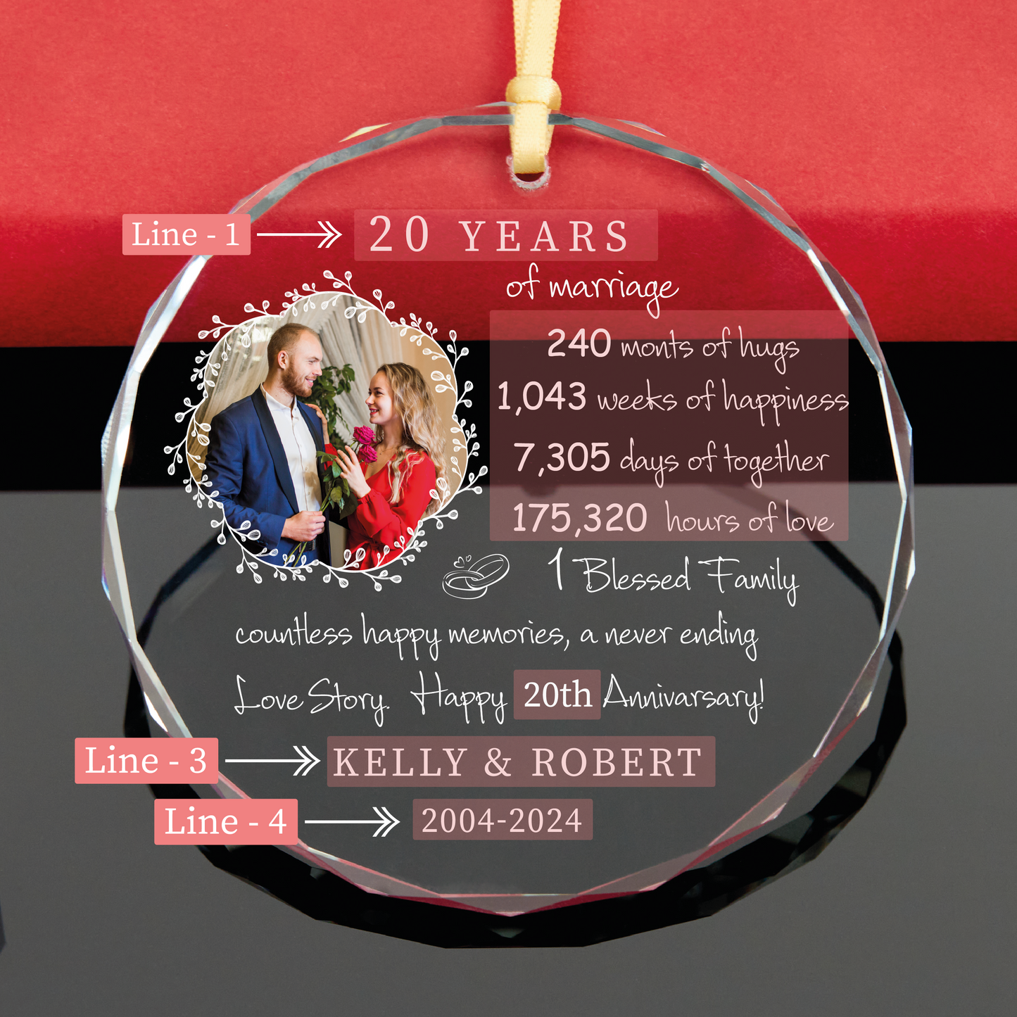 Personalized Marriege Anniversary Christmas Ornament