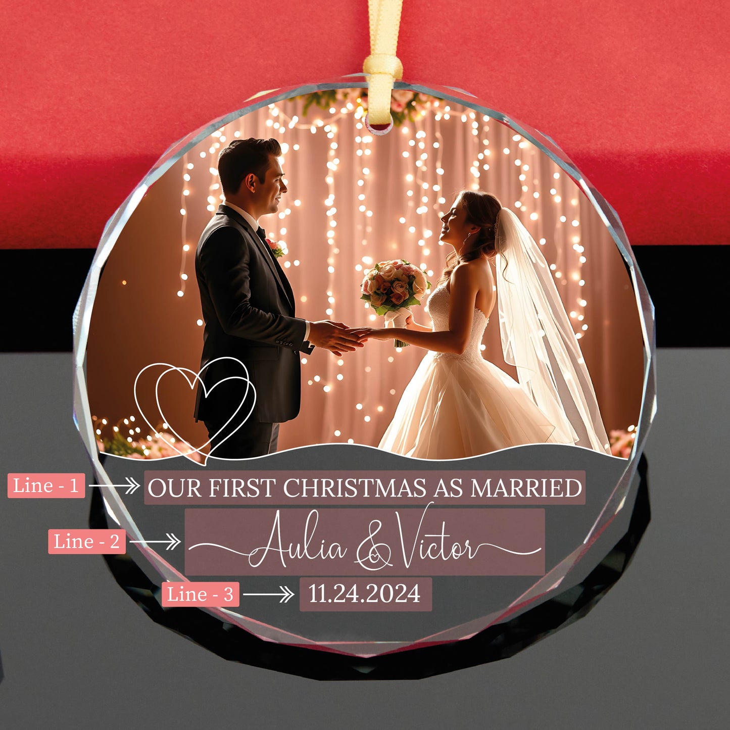 Personalized Merry and Married Christmas Ornament