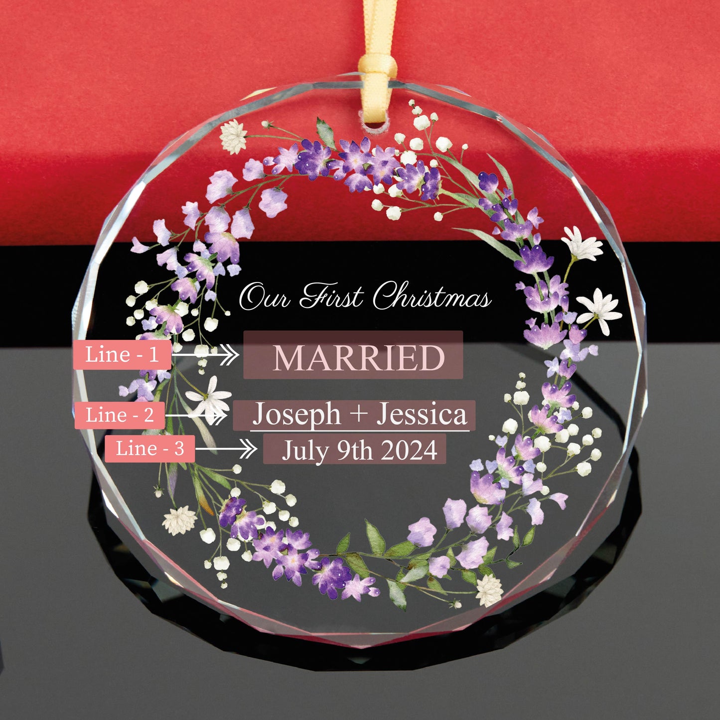 Our First Christmas Married Ornament • Lavander Christmas Ornament