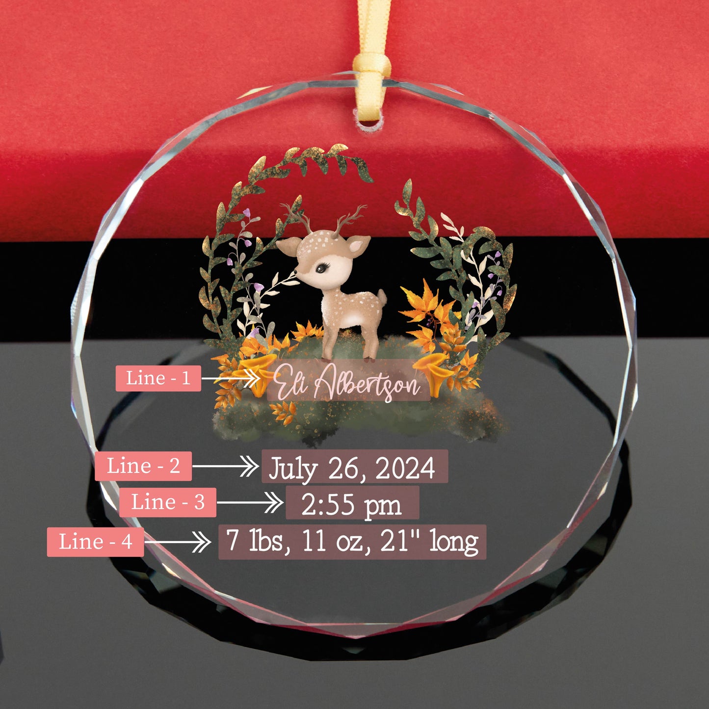 Personalized Birth Stats Baby's First Christmas Ornament