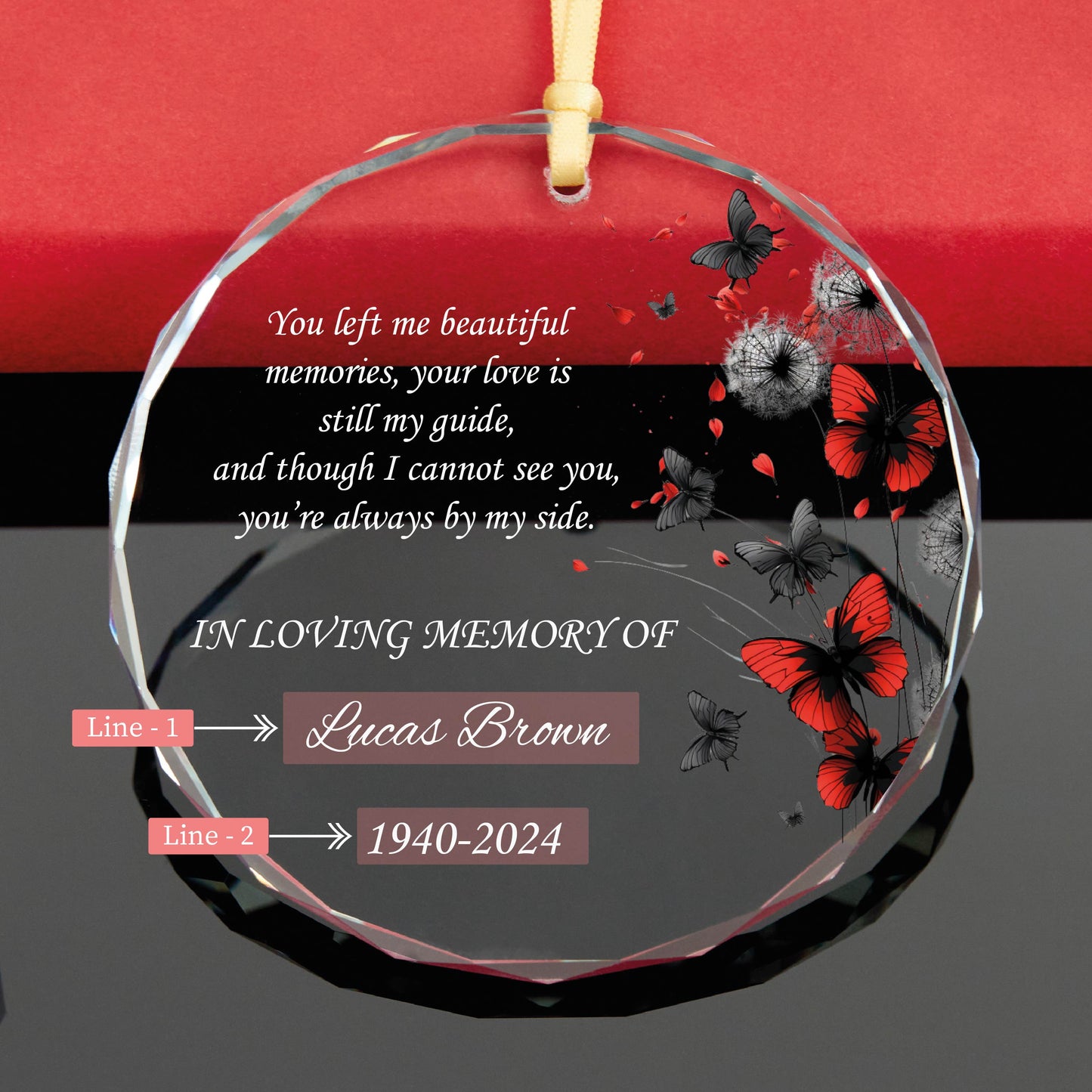 Personalized Memorial Glass Christmas Ornament
