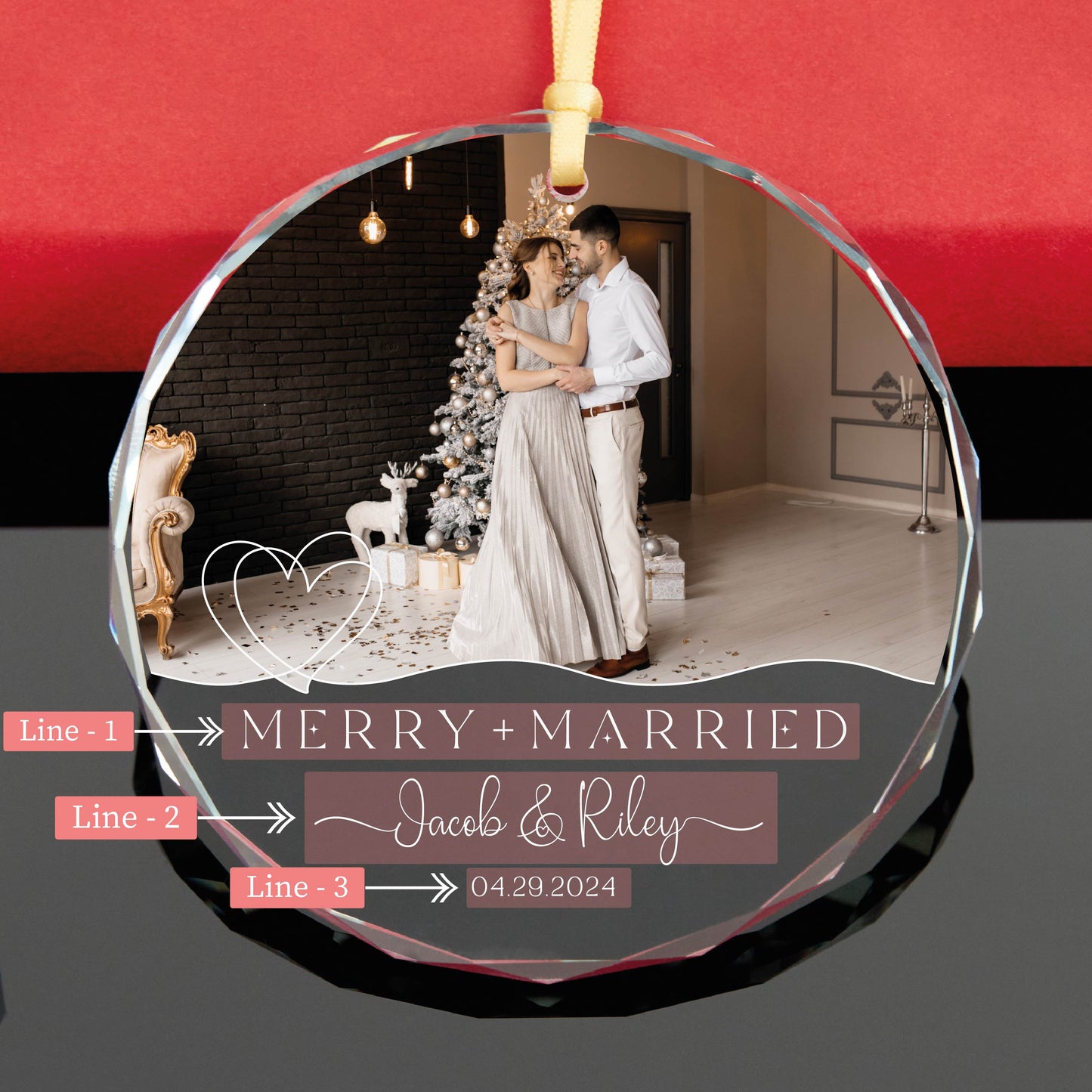 Personalized Merry and Married Christmas Ornament