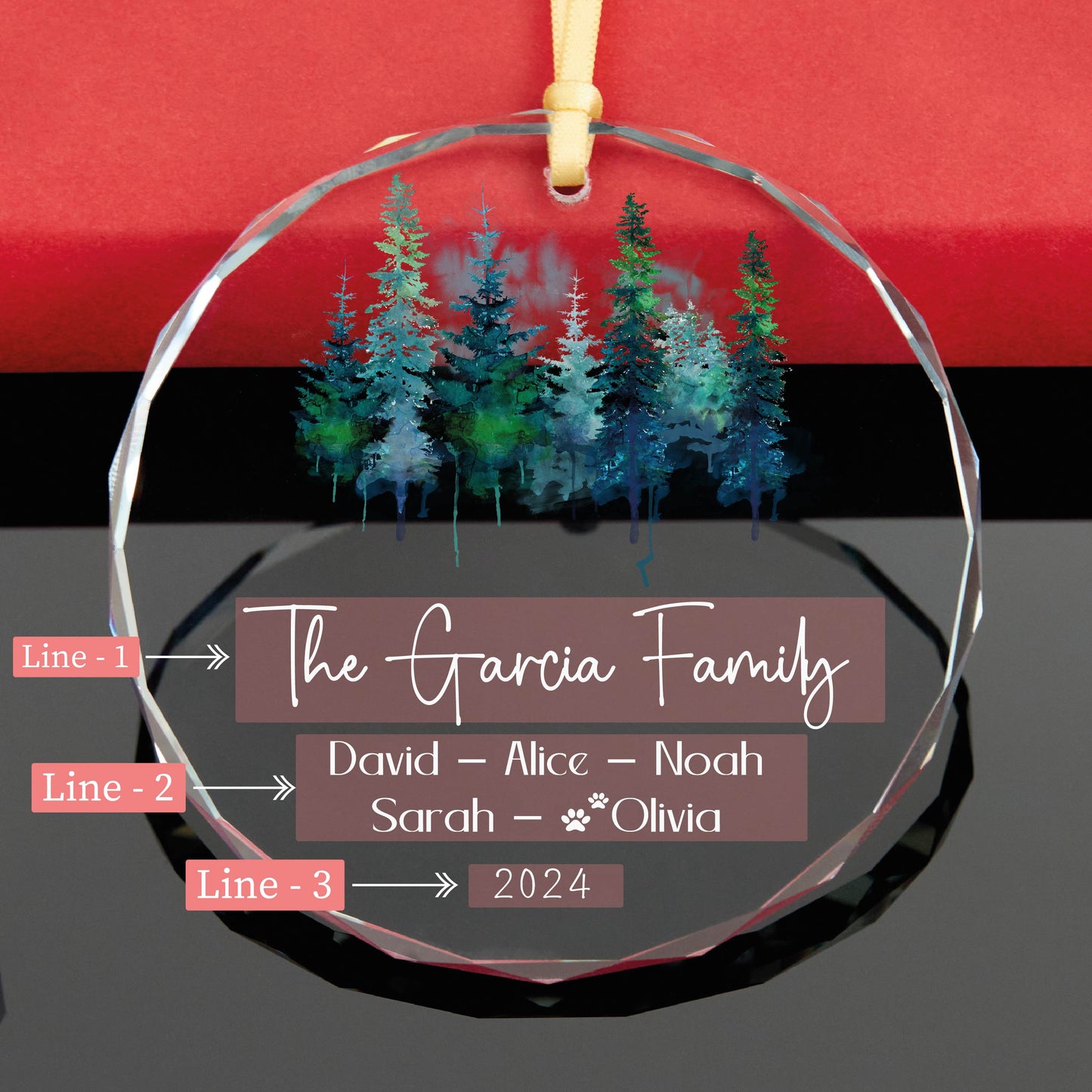 Personalized 2024 Family Christmas Ornament • Christmas Tree Glass Ornament