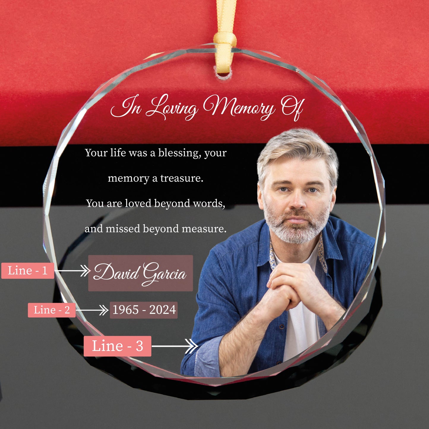 Personalized Memorial Portrait Glass Ornament