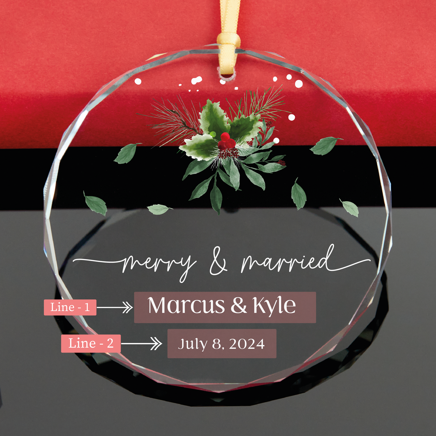 Personalized Merry and Married Christmas Ornament