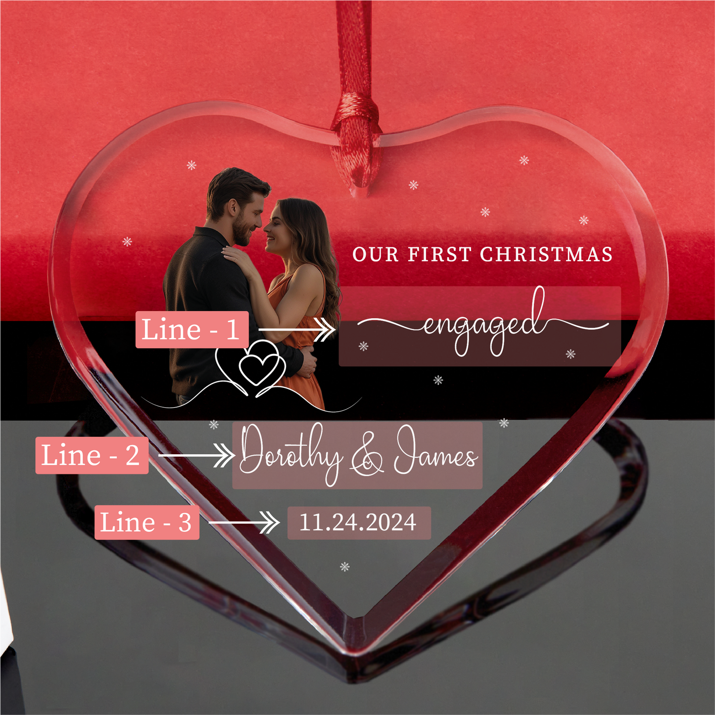 Personalized First Christmas Engaged Photo Ornament
