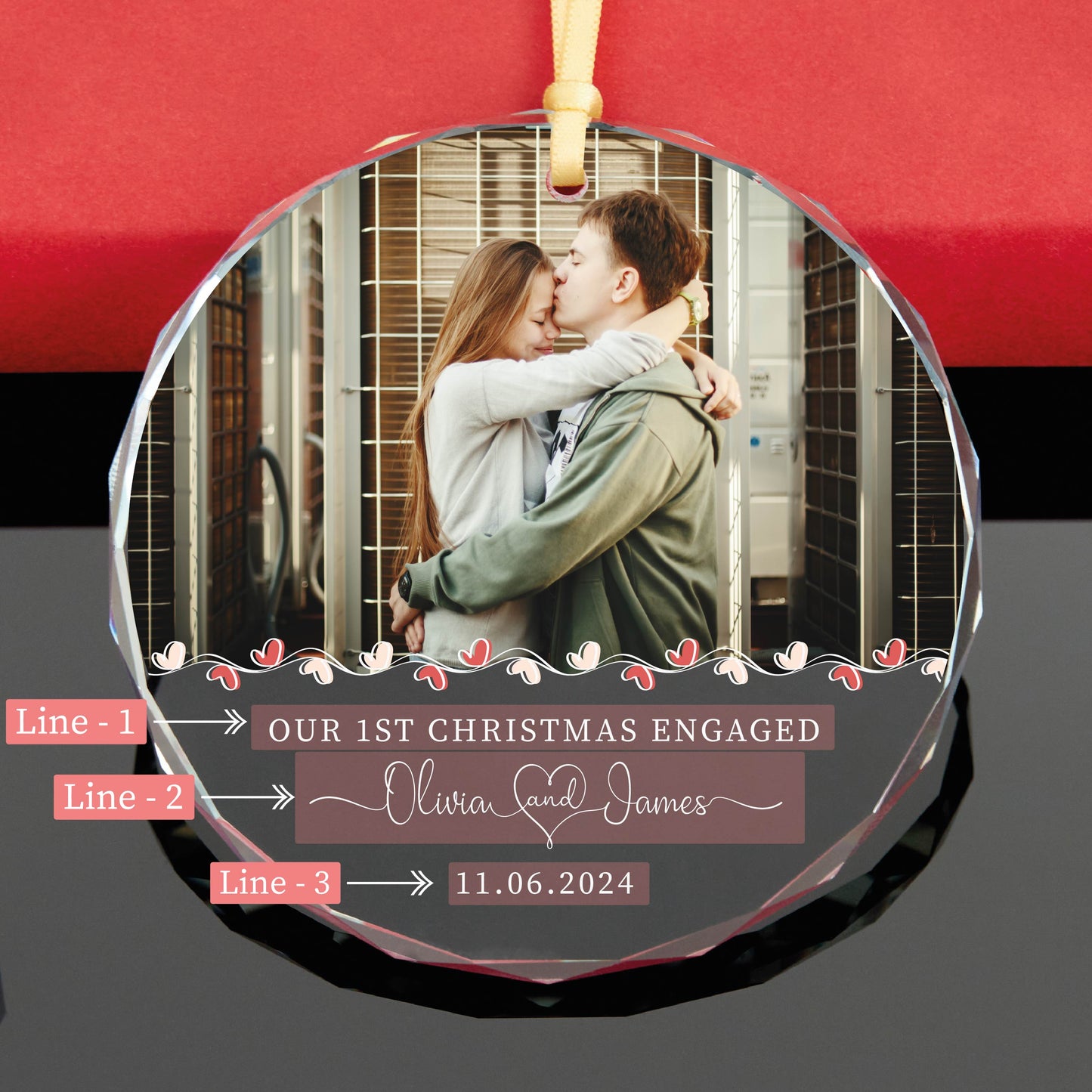 Personalized Our First Christmas Engaged Photo Ornament