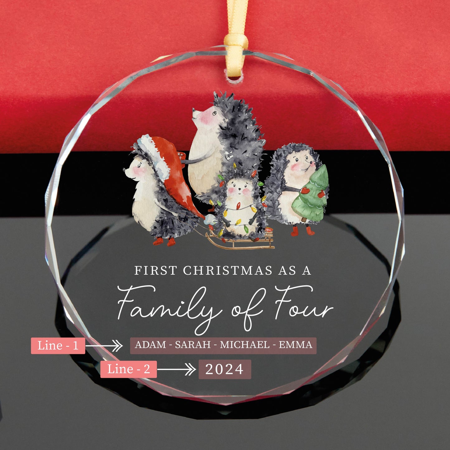 Personalized Family of Four Christmas Ornament