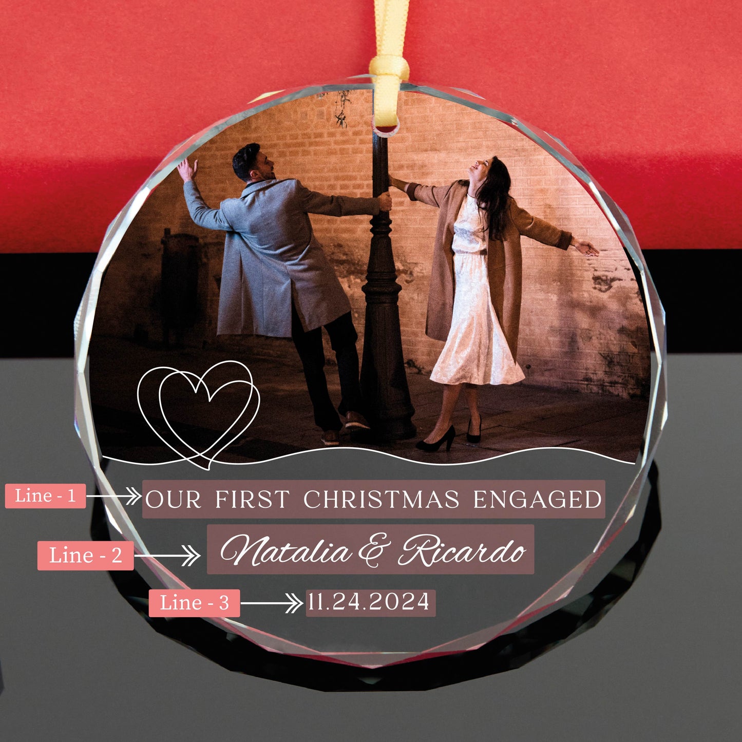 Personalized First Christmas Engaged Photo Ornament