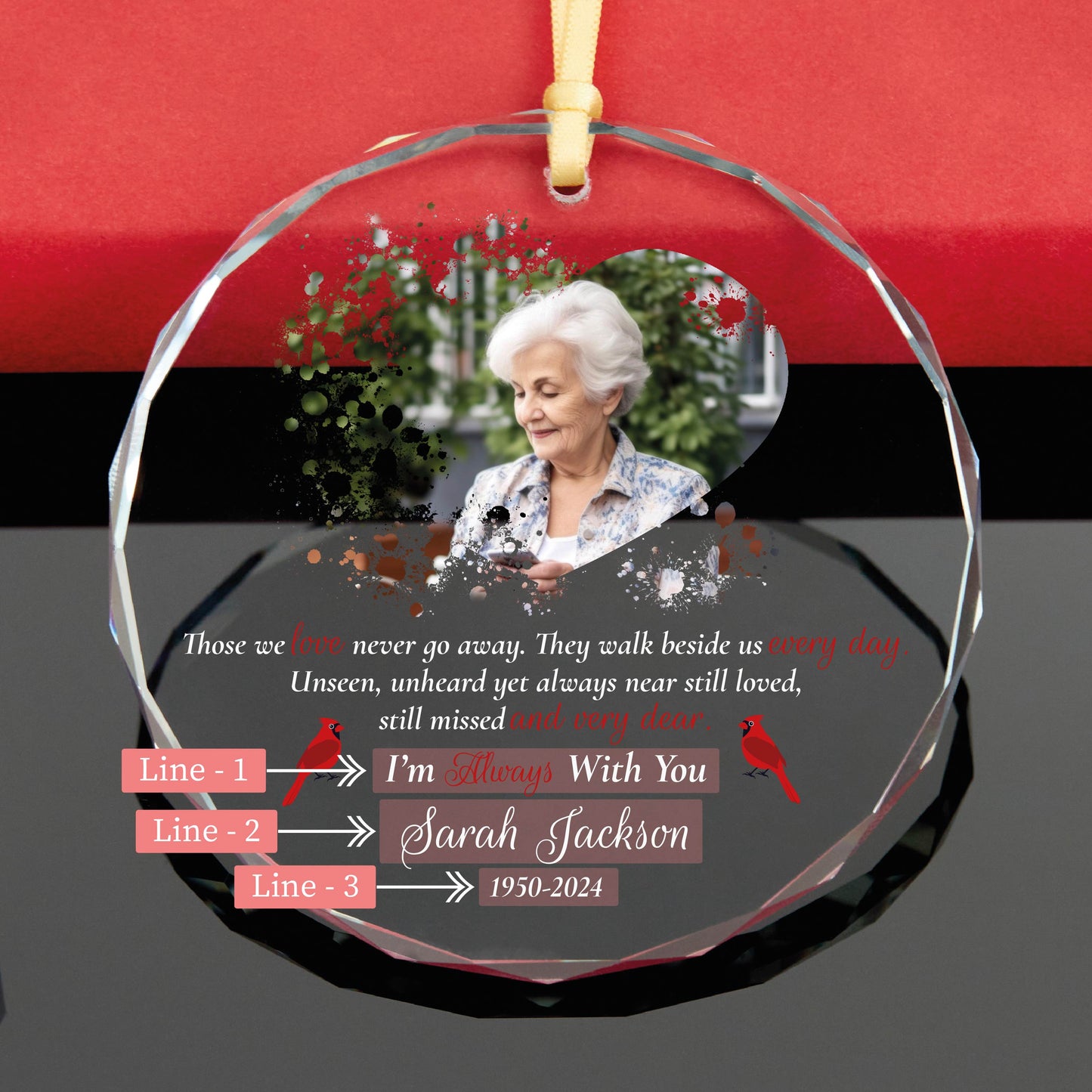 Personalized Cardinal Memorial Photo Christmas Ornament