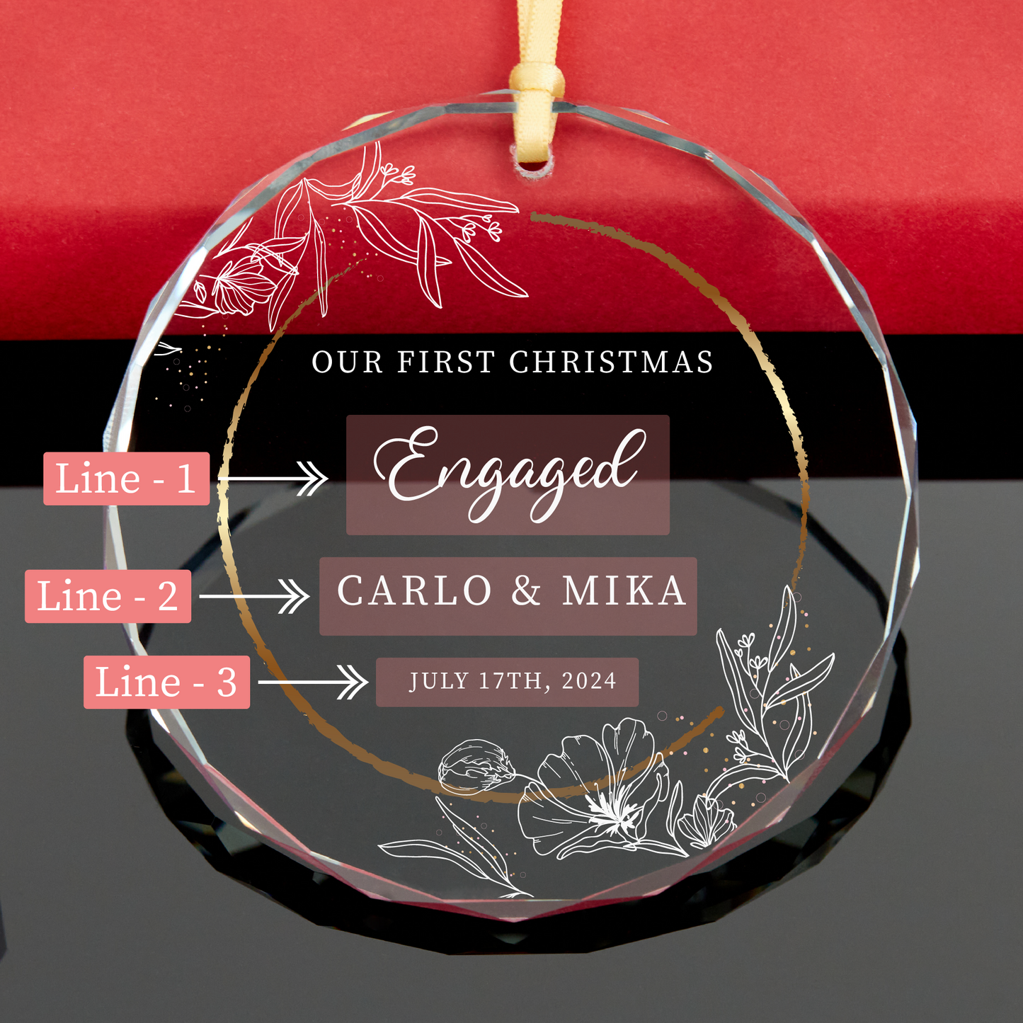 Personalized First Christmas Engaged Ornament