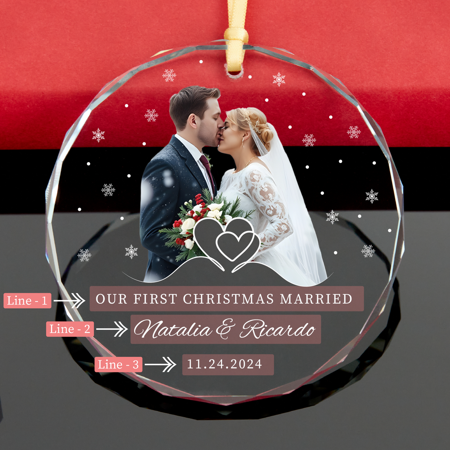 Personalized Married Photo Christmas Ornament