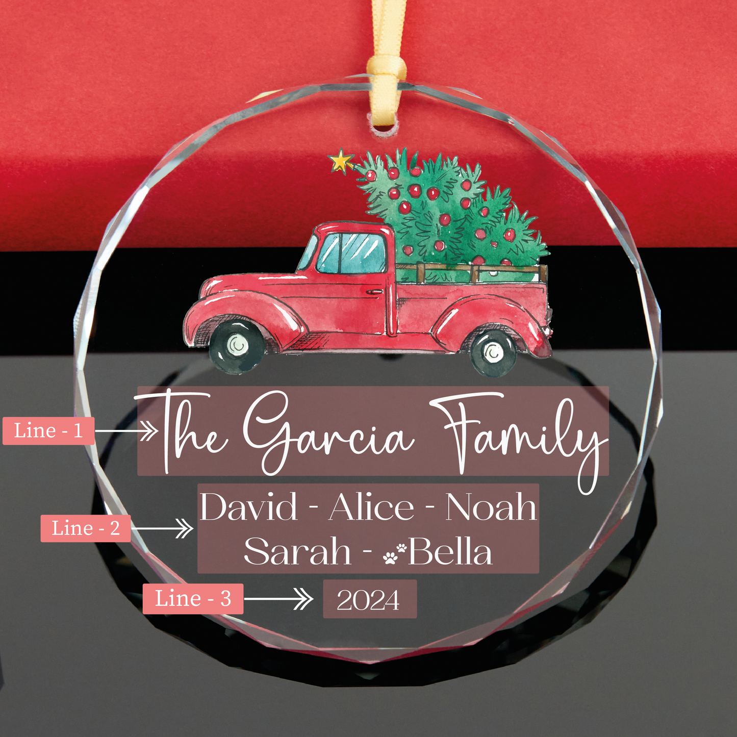 Personalized Family Christmas Ornament with Pet Names