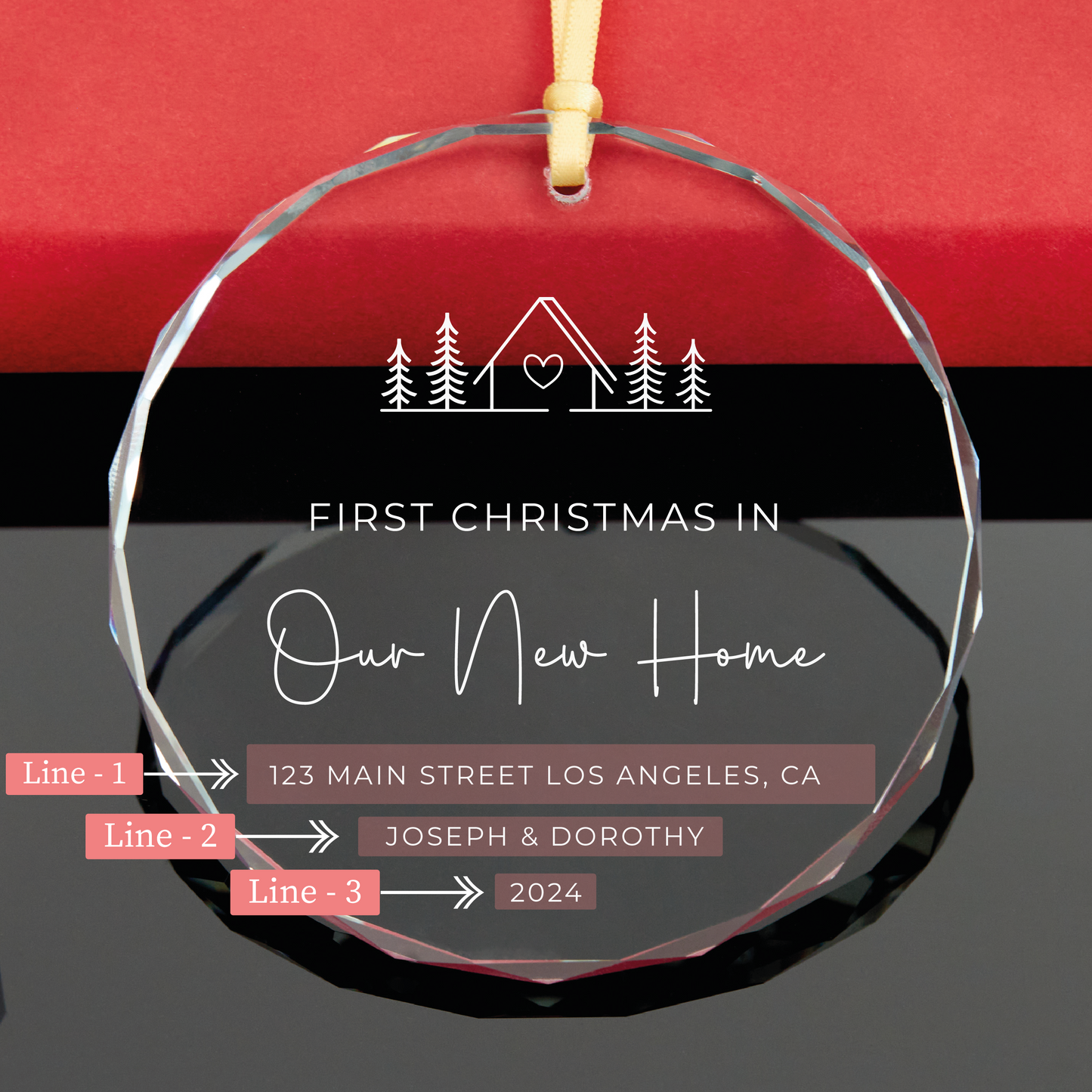 Personalized First Christmas at Our New Home Ornament Glass Ornament