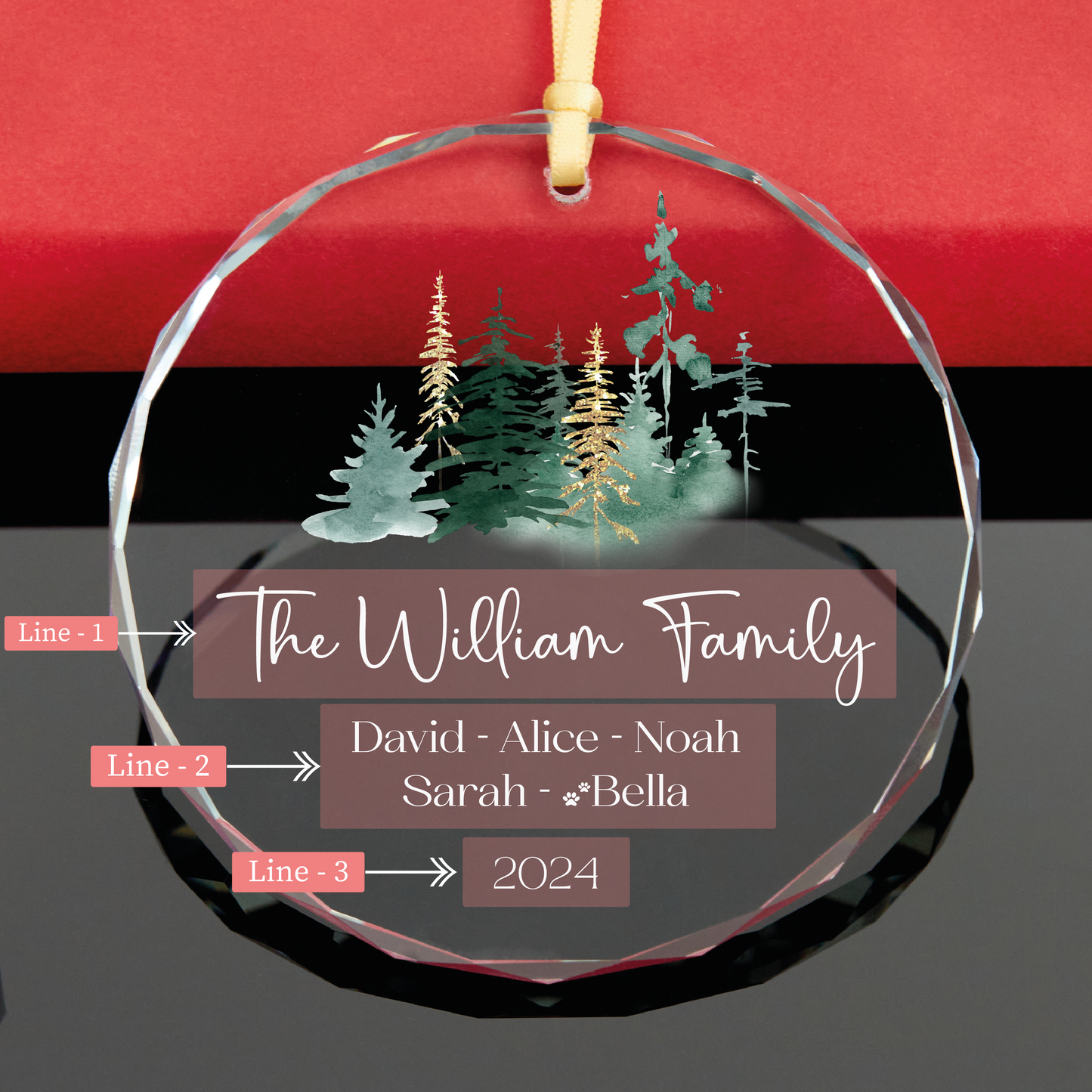 Personalized Family Christmas Ornament with Pet Names